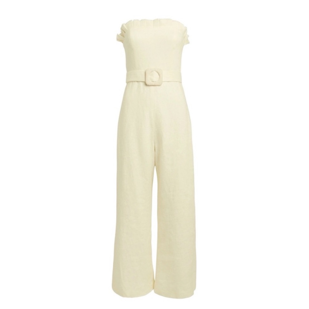 Alexis brand ivory linen strapless jumpsuit